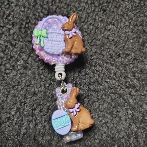 Chocolate Easter Bunny Spring Themed Id Badge Holder Retractable Reel Id Holder